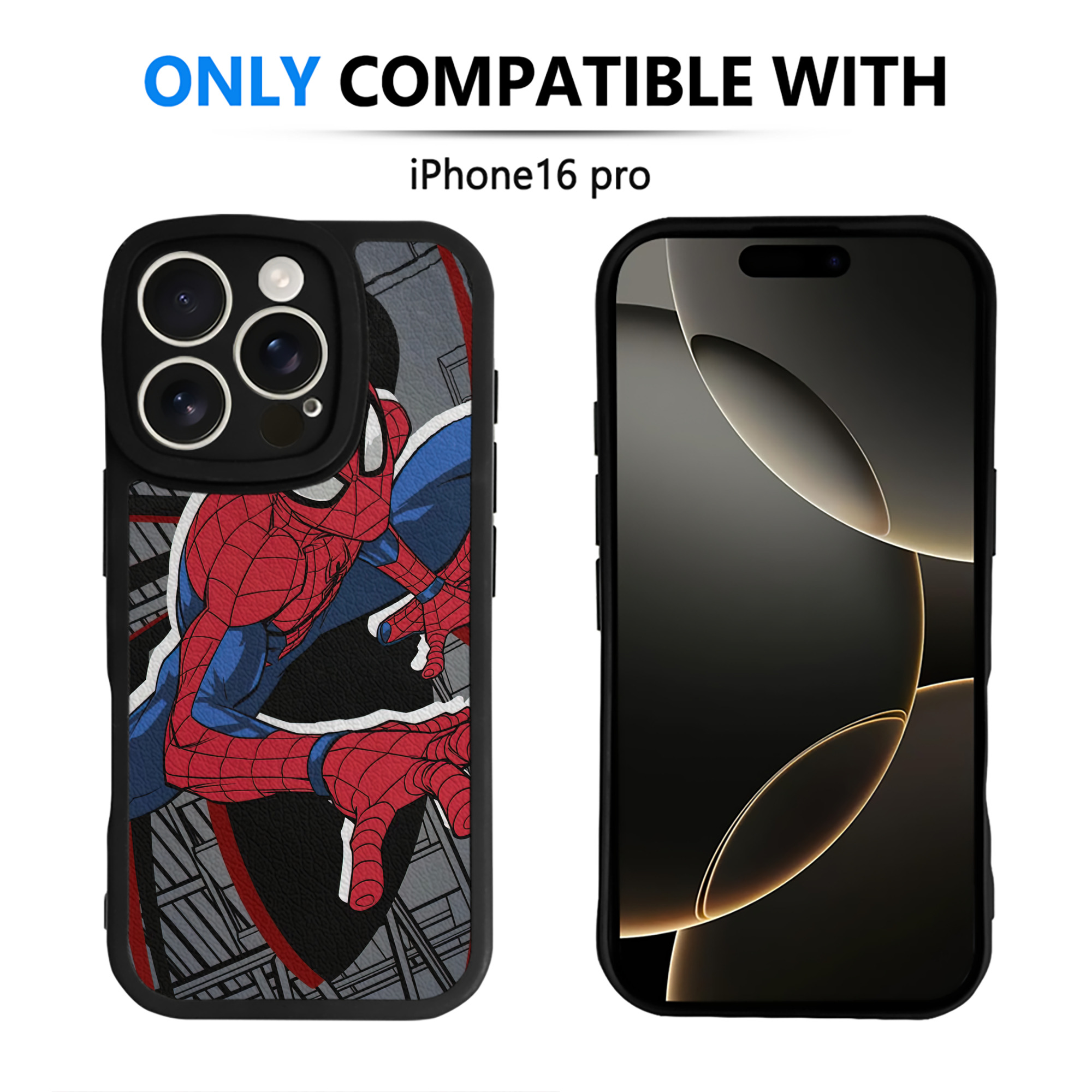 （画像用） Spider Man スパイダーマン 【iPhone 16シリーズ対応】シリコンスマホケース（レザー調） 材質：シリコン